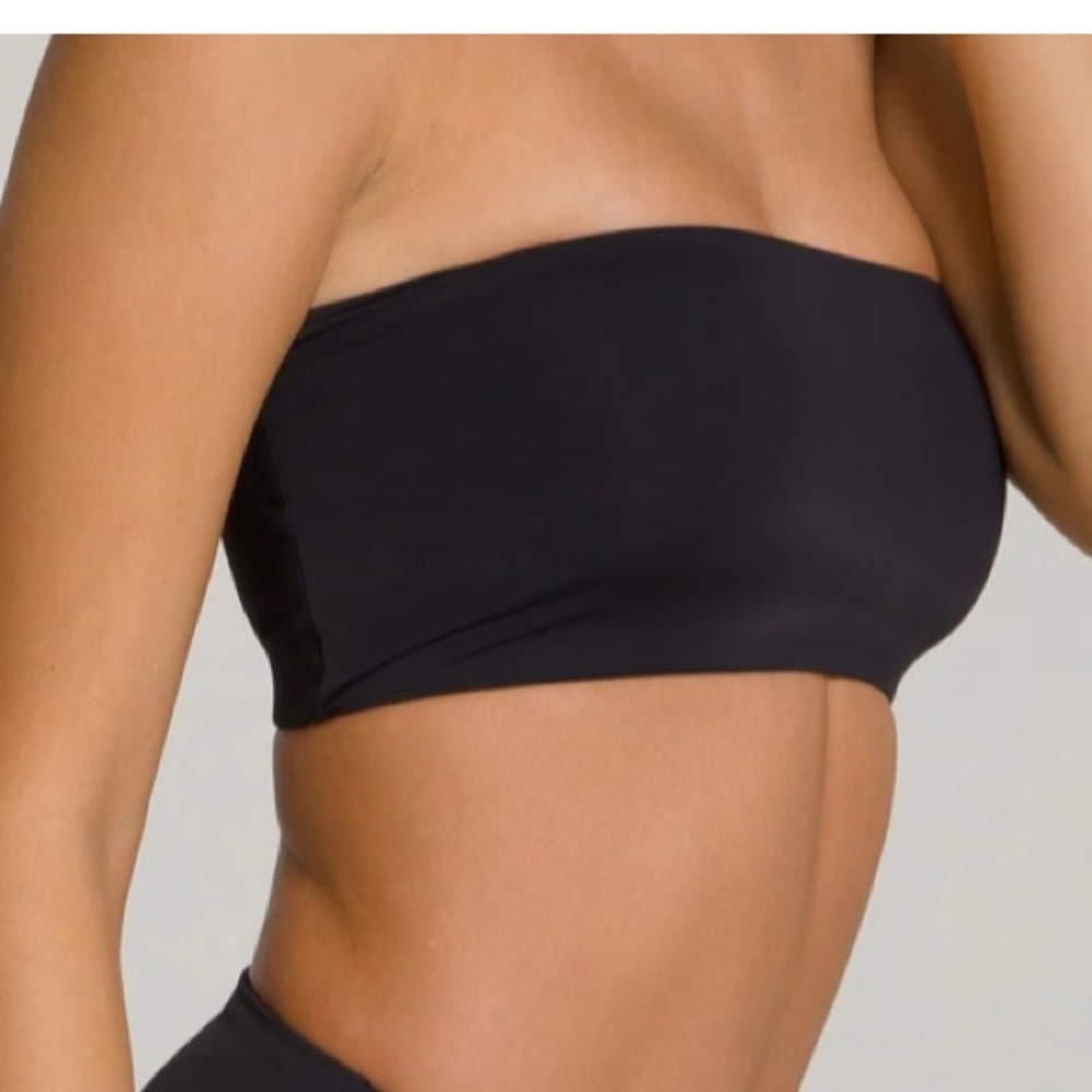 Good American Bikini Good Band Reversible Swim Bandeau Top Black/Latte S NWT